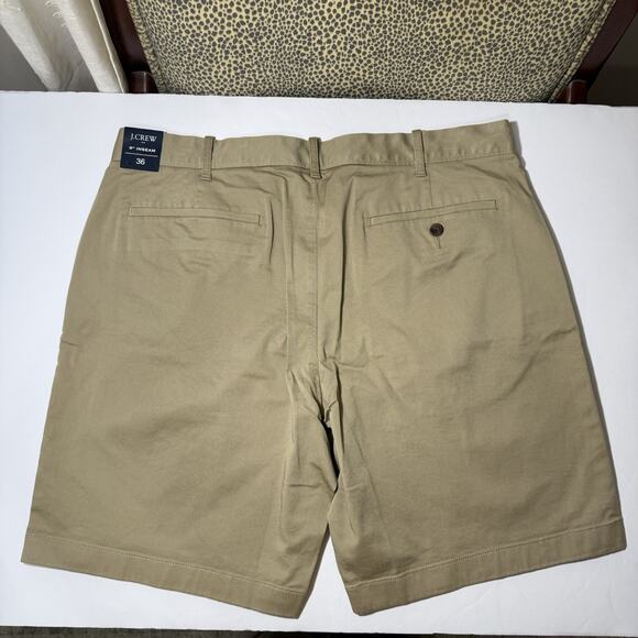 J.Crew Factory 9” Inseam Chino Shorts Men’s 36 Khaki Flat Front NEW with Tag - Picture 2 of 6